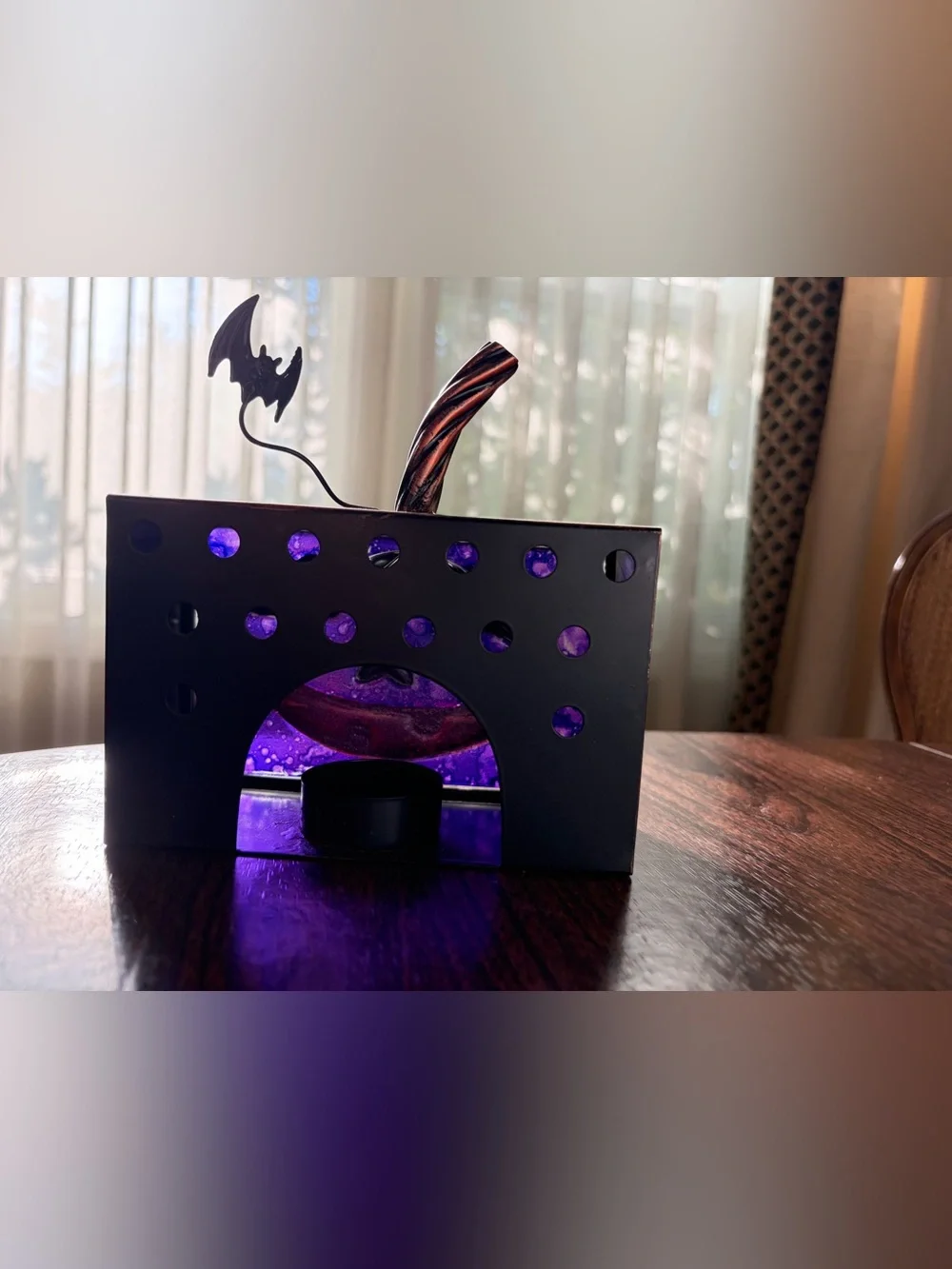 Cracker Barrel Purple Halloween Jack-O'-Lantern Tealight Candle Holder